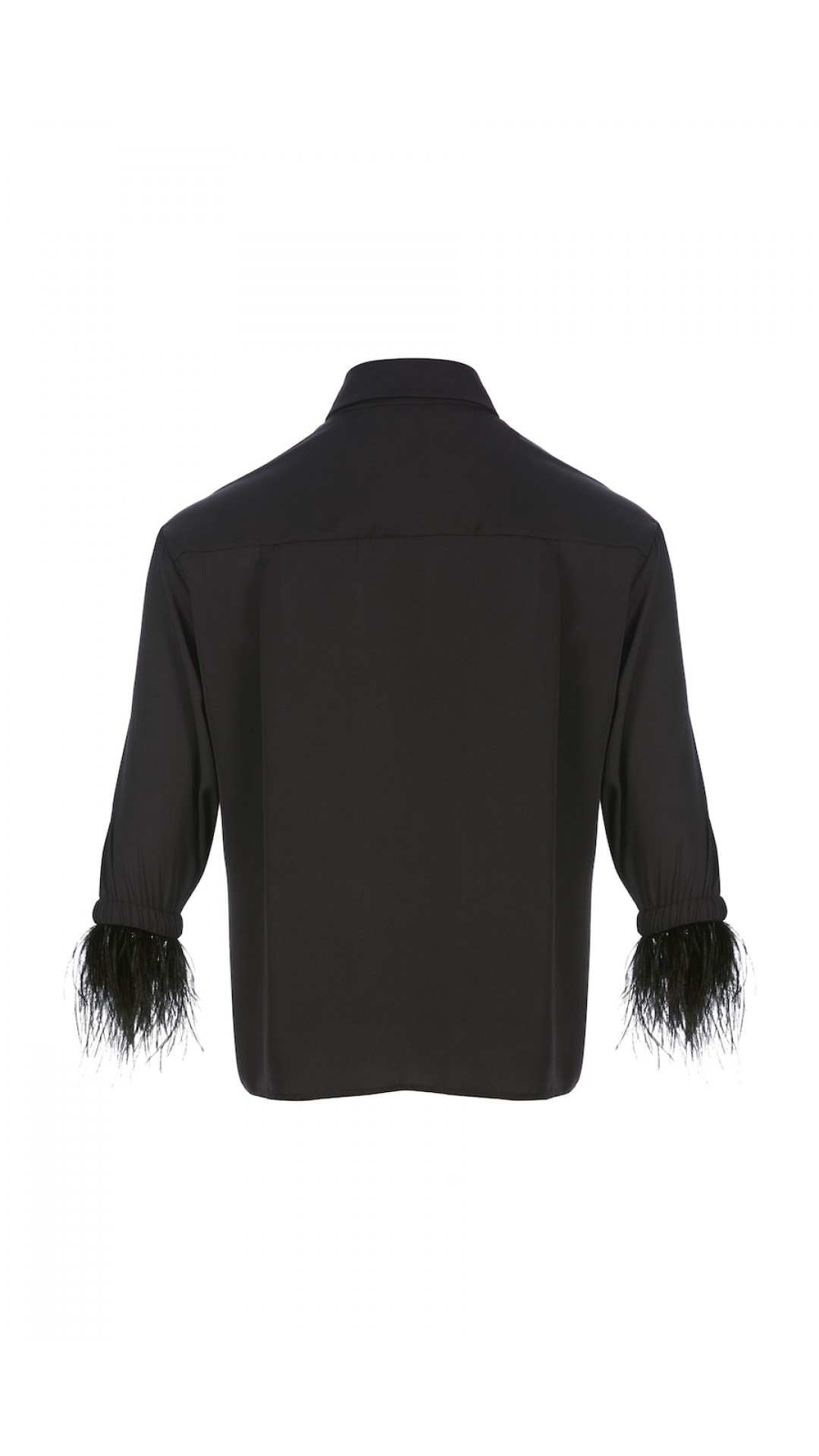 BLACK SHIRT WITH FEATHER DETAILS 