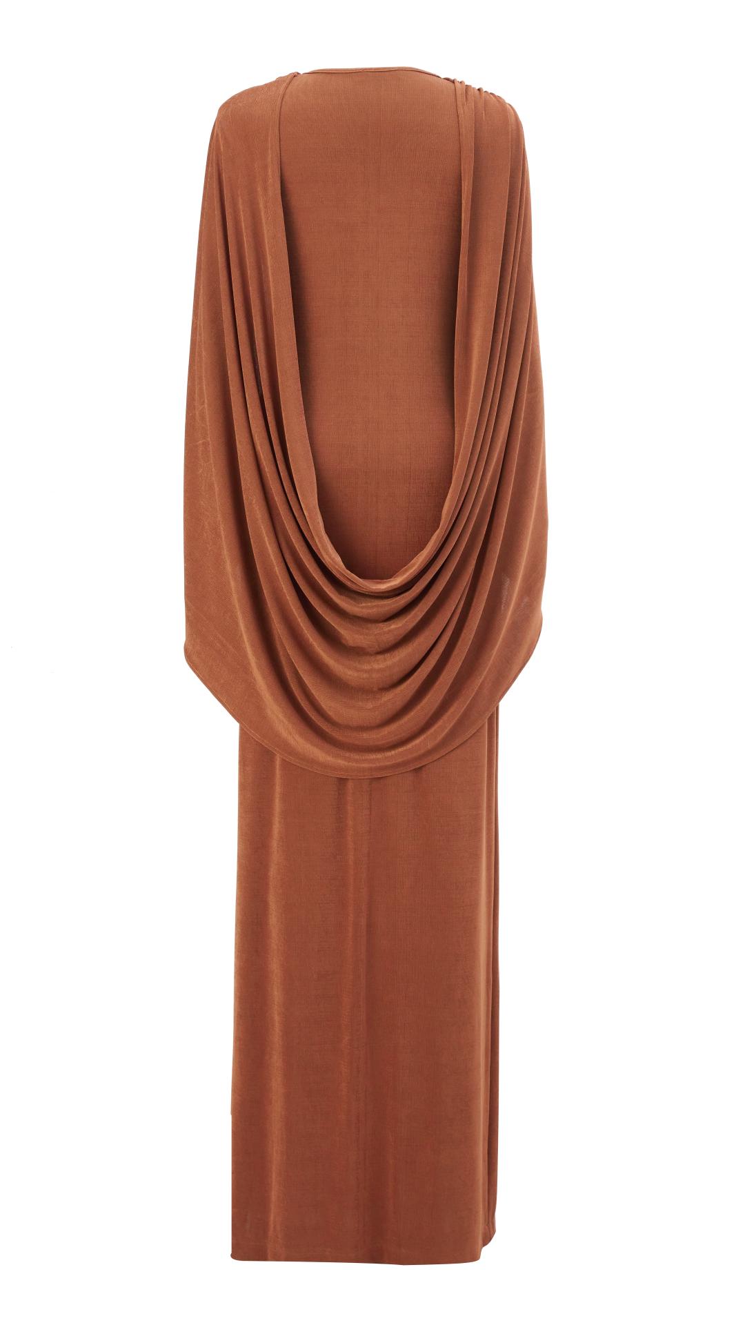 BROWN LONG KNITTED DRESS